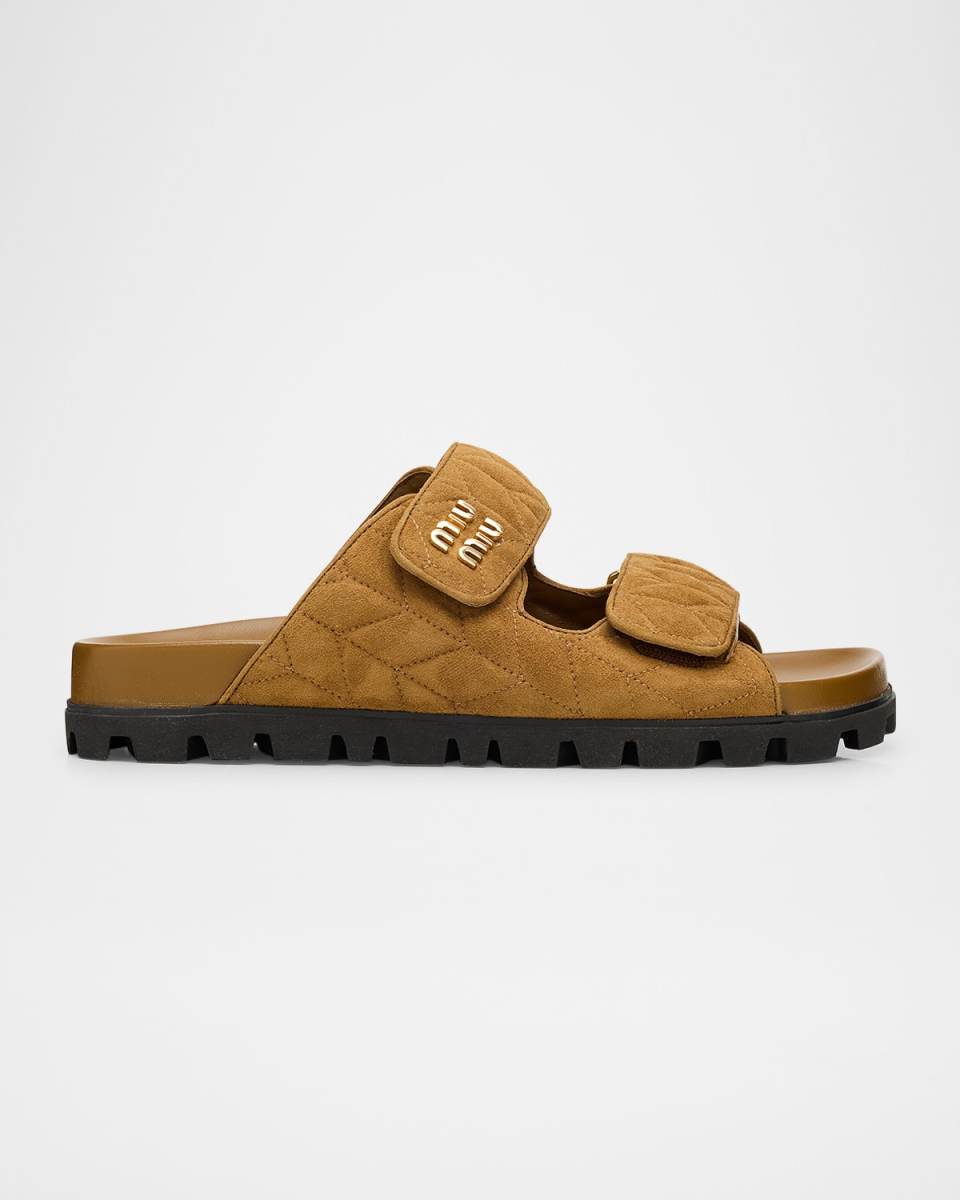 Quilted Suede Dual-Grip Comfort Sandals